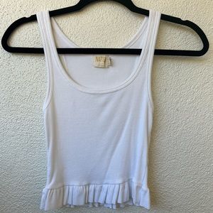 White rubbed nation ltd tank with ruffle bottom